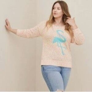 Torrid Pullover Sweater Marled Cotton Flamingo Pink  3X